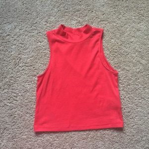 Red high Neck Crop Top